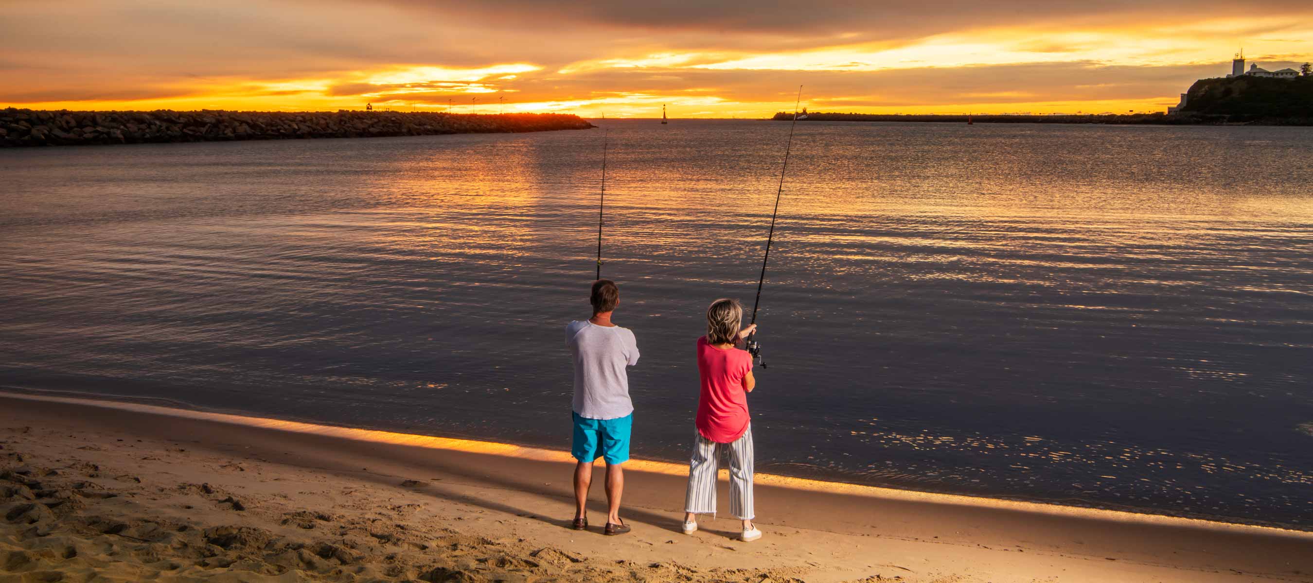 Fishing at Little beach at dawn