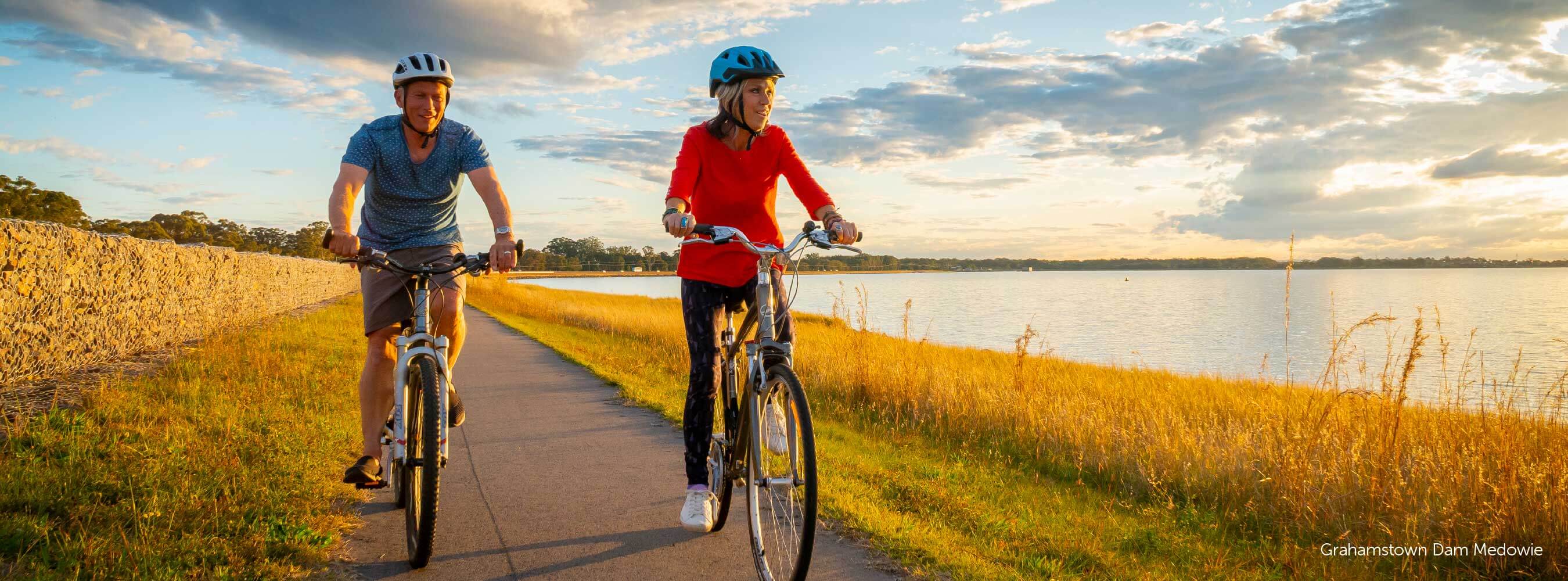 Over 55s Blueheath residents Biking at Grahamstown Dam in Medowie Newcastle